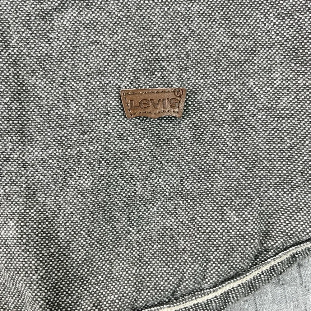 Levis Western Shirt Mens Small Gray Linen Blend Pearl‎ Snap Long Sleeve 3LDLW060
